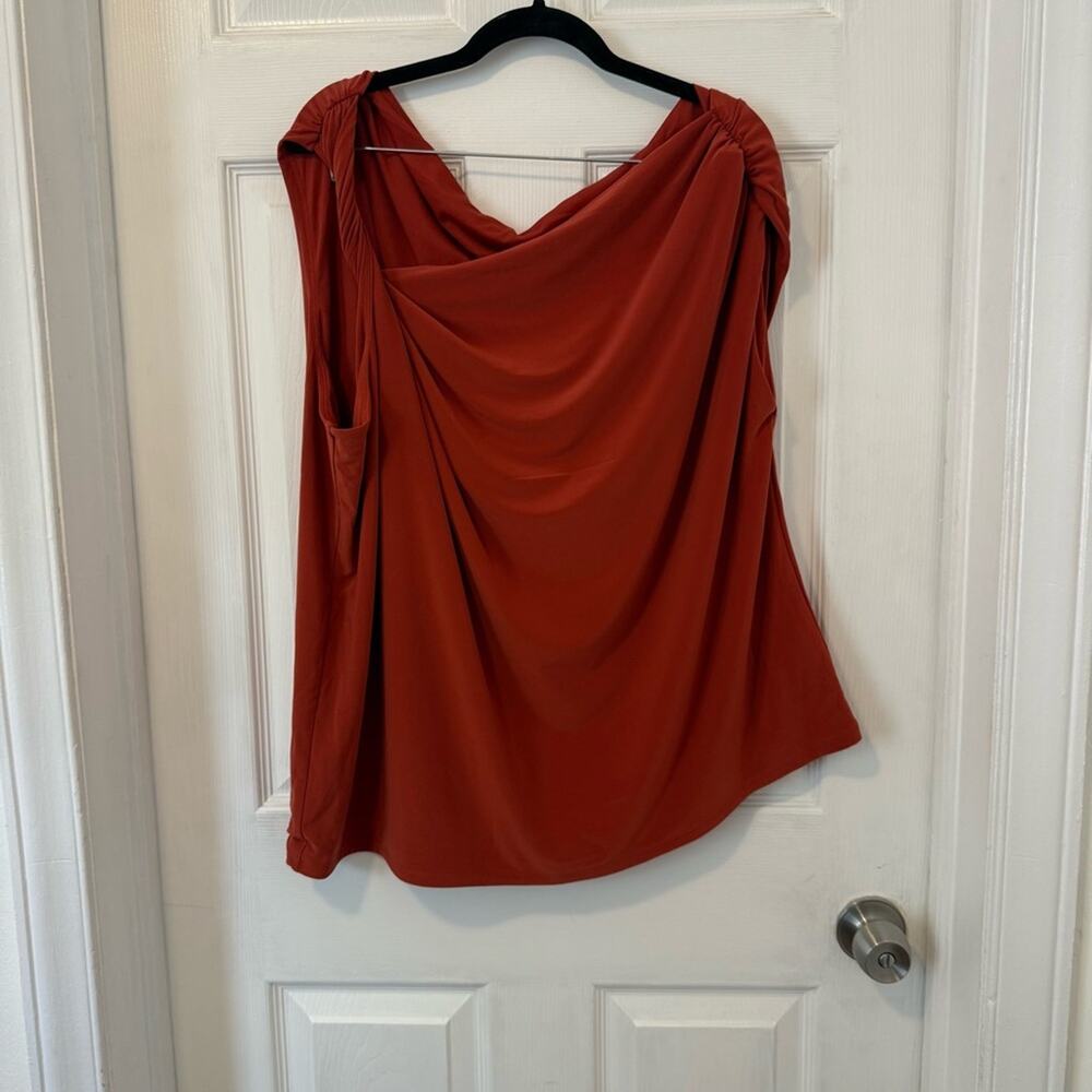 Express Rust Drape Blouse - Picture 2 of 5